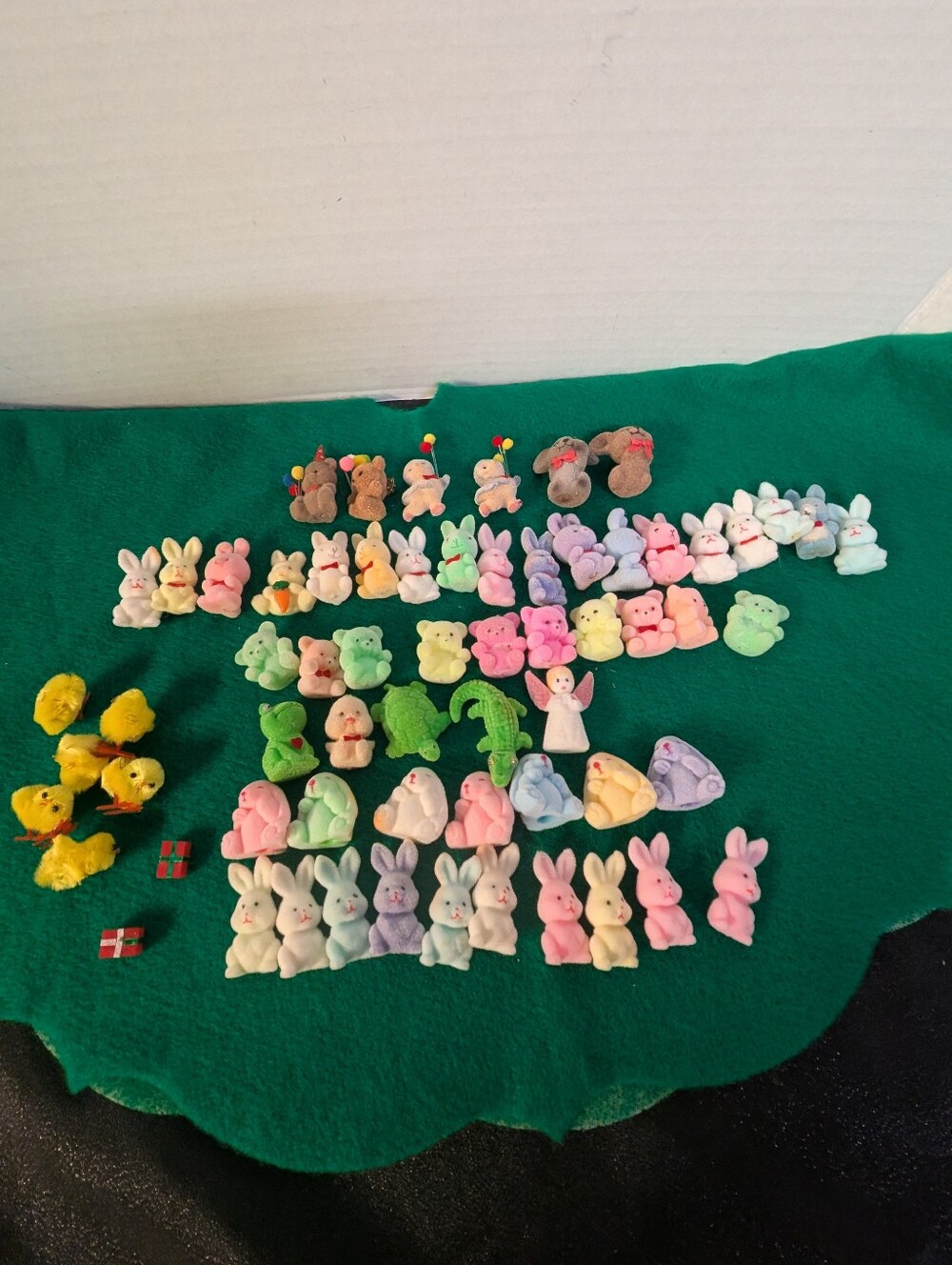 Vintage Flocked Fuzzy Rabbit Bunny Bears assorted animals miniatures figures lot